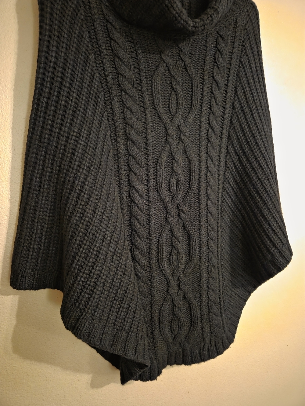 Autumn Cashmere Black Cable Knit Turtleneck Poncho - Picture 3 of 9